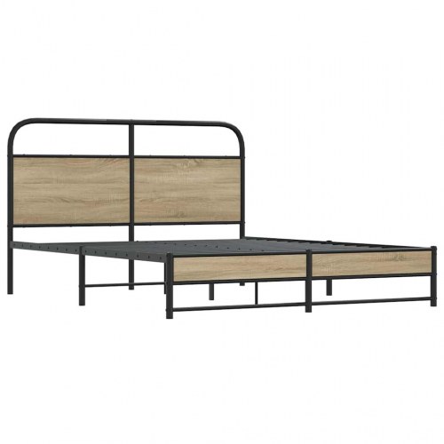 Sengeramme uden madras 160 x 200 cm i metal - røget egetræ