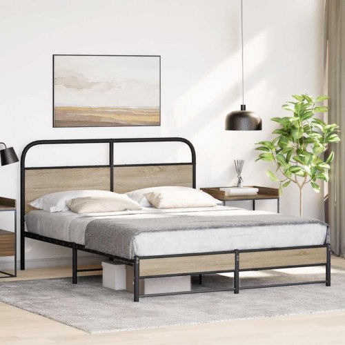 Sengeramme uden madras 160 x 200 cm i metal - røget egetræ