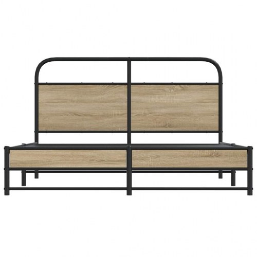 Sengeramme uden madras 160 x 200 cm i metal - røget egetræ