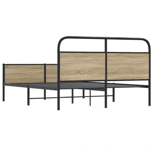 Sengeramme uden madras 160 x 200 cm i metal - røget egetræ