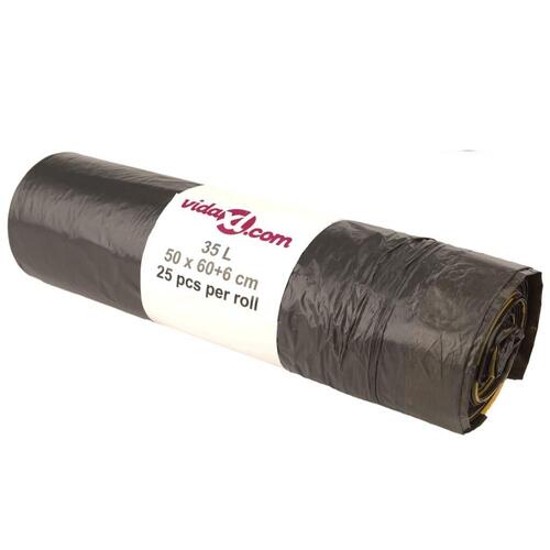 Affaldsposer med lukkesnor 250 stk. 35 l sort