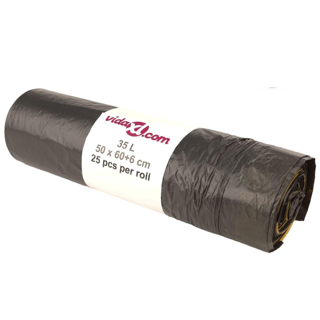 Affaldsposer med lukkesnor 250 stk. 35 l sort