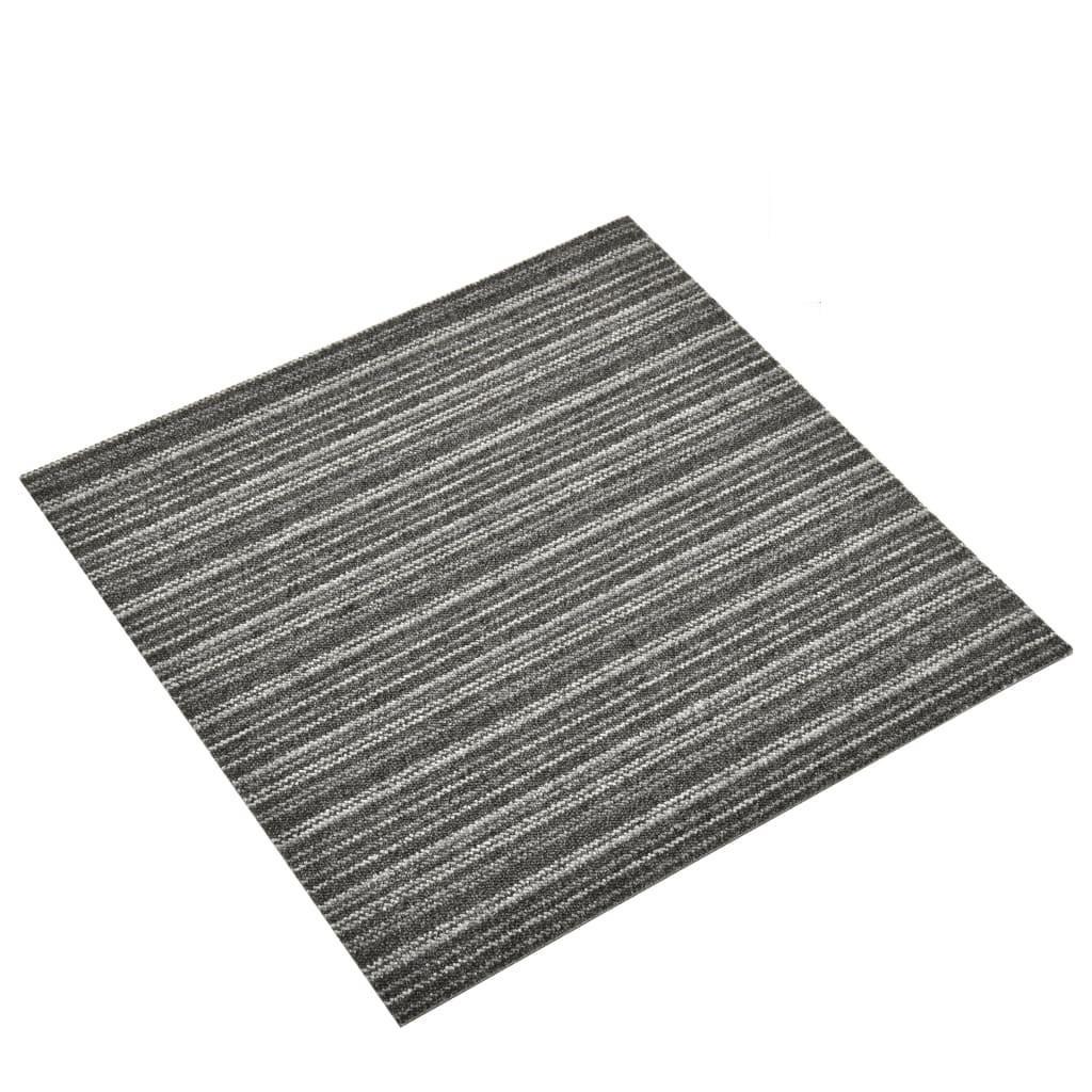 Tæppefliser 20 stk. 5 m² 50x50 cm stribet antracitgrå
