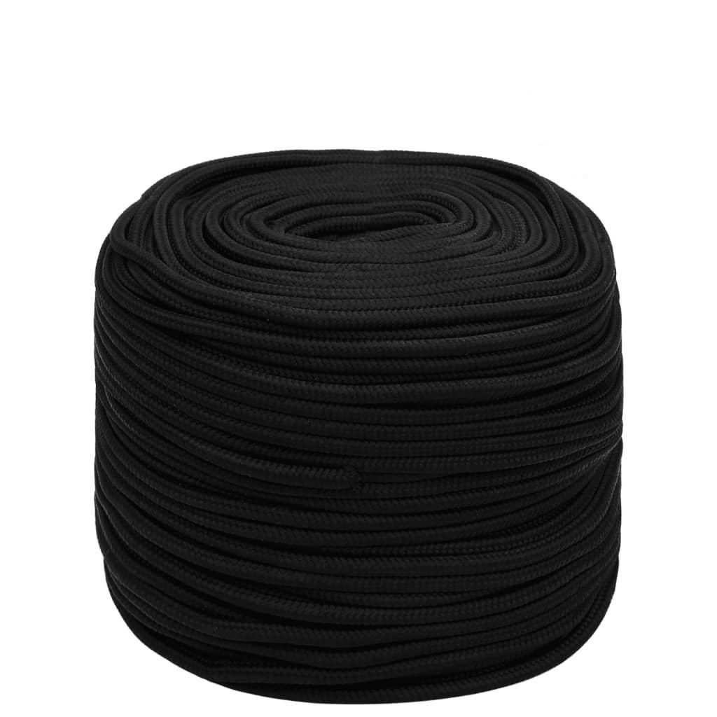 Arbejdsreb 6 mm 250 m polyester sort