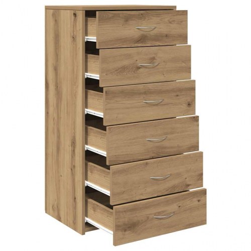 Skænk med 6 skuffer 50×34×96 cm - konstrueret træ i artisan eg