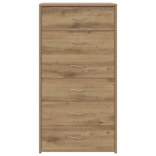 Skænk med 6 skuffer 50×34×96 cm - konstrueret træ i artisan eg