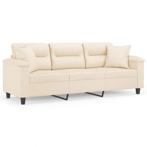 3-personers sofa med puder i mikrofiber - beige, 210 cm