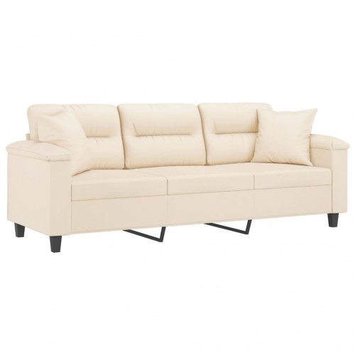3-personers sofa med puder i mikrofiber - beige, 210 cm
