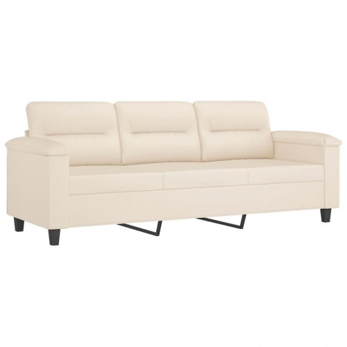 3-personers sofa med puder i mikrofiber - beige, 210 cm