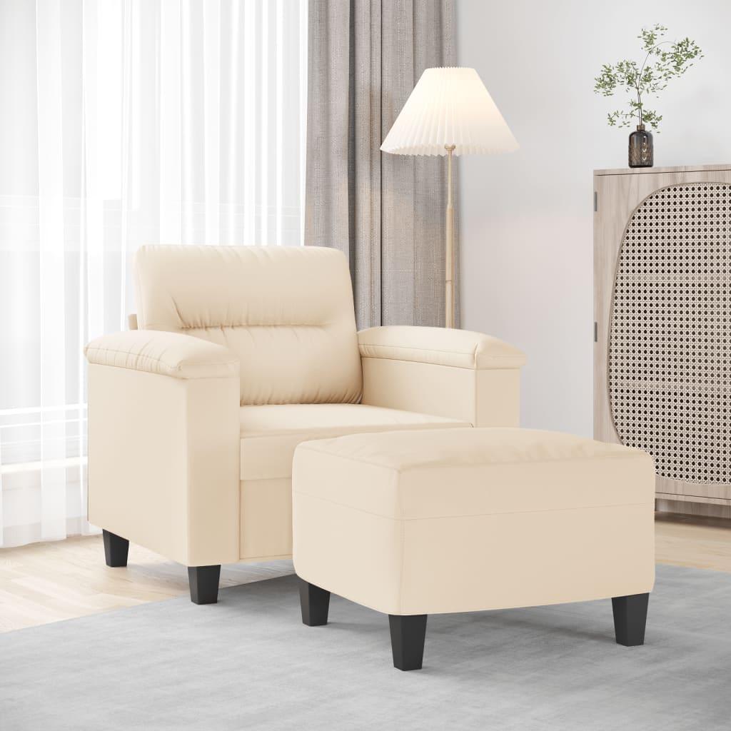 Lænestol Med Fodskammel Mikrofiberstof Beige