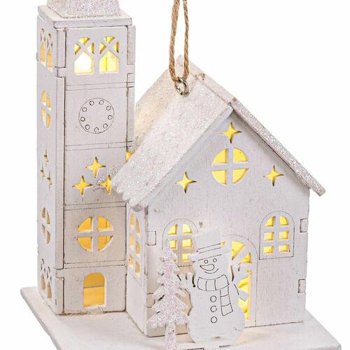 Julepynt Hvid Kirke 8,5 x 7,5 x 14,5 cm