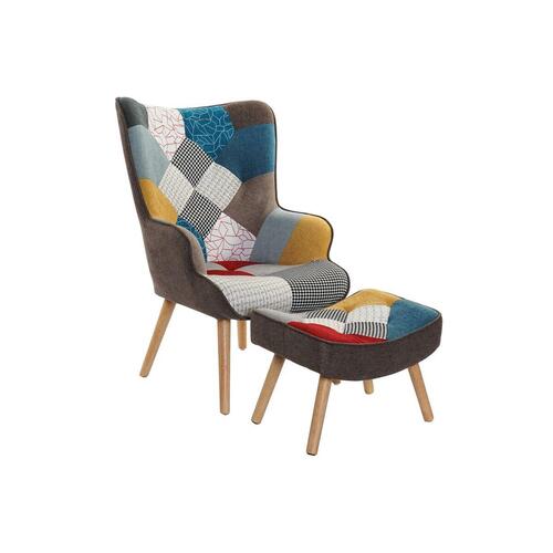 Lænestol 70 x 73 x 100 cm Brun Gummitræ Multifarvet