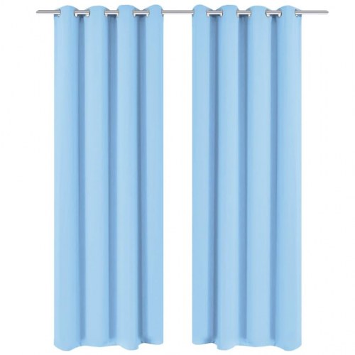 Mørklægningsgardin med metalsnøreringe 270×245 cm - turkis