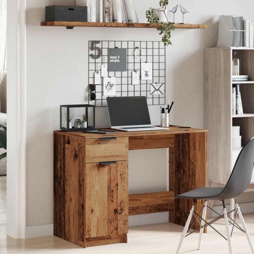 Skrivebord 100 × 50 × 75 cm i konstrueret træ - antikt trælook