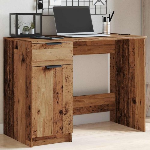 Skrivebord 100 × 50 × 75 cm i konstrueret træ - antikt trælook