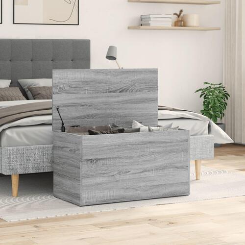 Opbevaringskasse 84x42x46 cm konstrueret træ grå sonoma-eg
