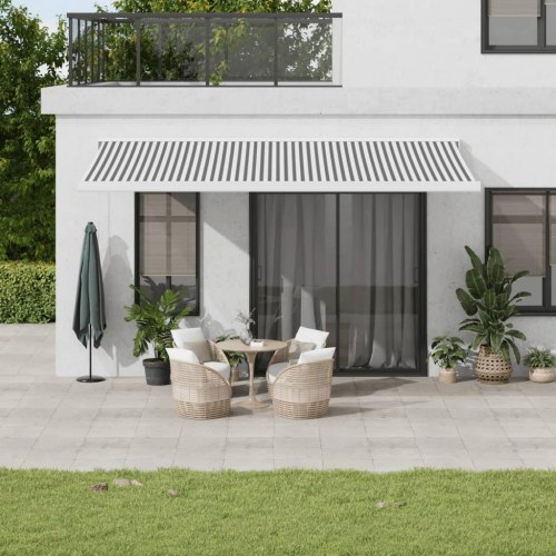 Foldemarkise 5×3 m - stof og aluminium, antracitgrå/hvid