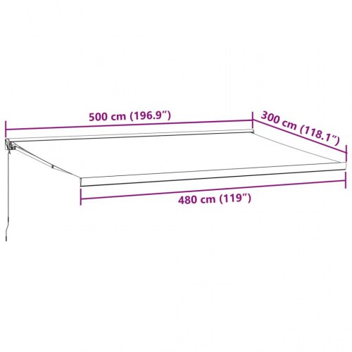 Foldemarkise 5×3 m - stof og aluminium, antracitgrå/hvid