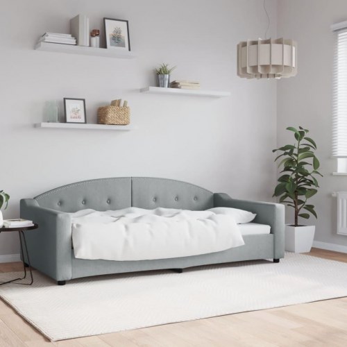 Daybed i stof 90x190 cm - lysegrå sovesofa til stue og soveværelse