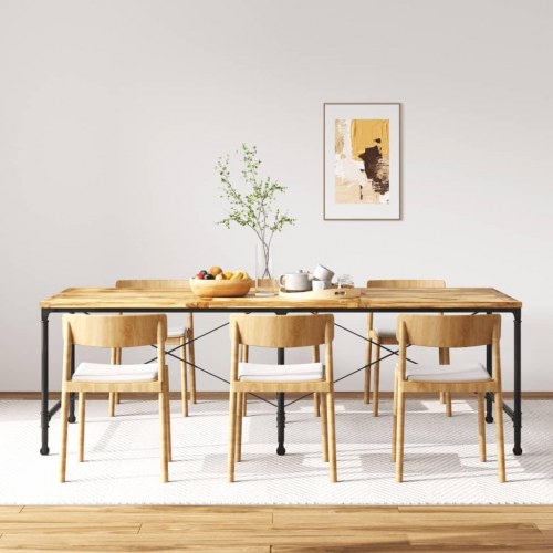 Spisebord i massivt mangotræ 240 cm - industrielt med hjul