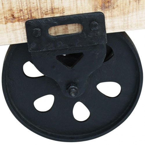 Sofabord med hjul i råt mangotræ