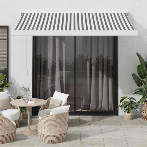 Foldemarkise 3,5 x 2,5 m - stof og aluminium, antracitgrå/hvid
