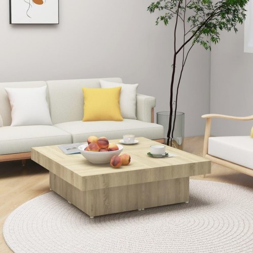 Sofabord 90×90×28 cm i konstrueret træ - sonoma-eg
