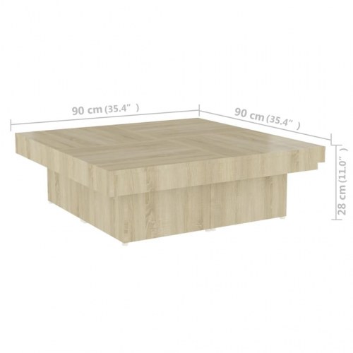Sofabord 90×90×28 cm i konstrueret træ - sonoma-eg
