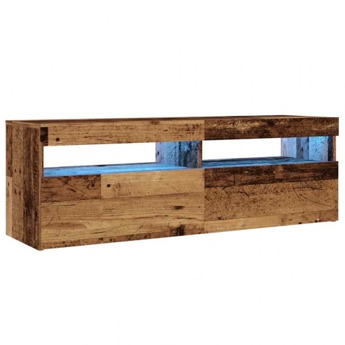 TV-bord med LED-lys 120 × 35 × 40 cm - konstrueret træ, antikt træ