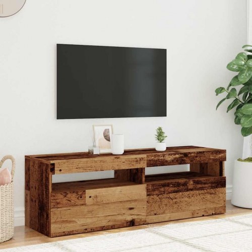 TV-bord med LED-lys 120 × 35 × 40 cm - konstrueret træ, antikt træ