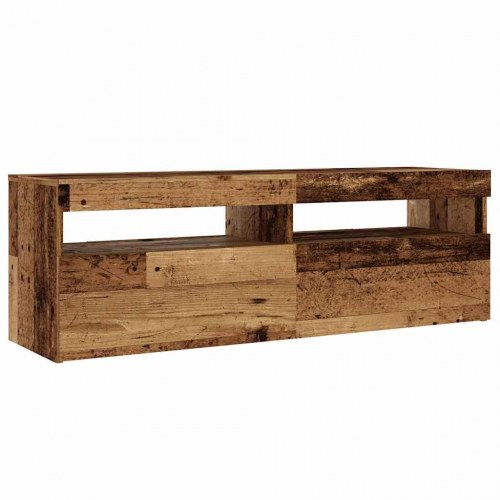 TV-bord med LED-lys 120 × 35 × 40 cm - konstrueret træ, antikt træ