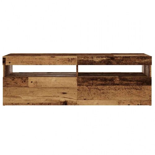 TV-bord med LED-lys 120 × 35 × 40 cm - konstrueret træ, antikt træ