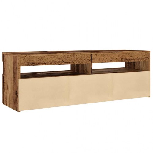 TV-bord med LED-lys 120 × 35 × 40 cm - konstrueret træ, antikt træ
