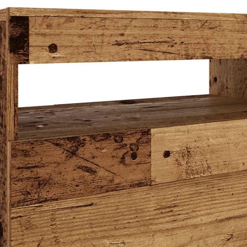 TV-bord med LED-lys 120 × 35 × 40 cm - konstrueret træ, antikt træ