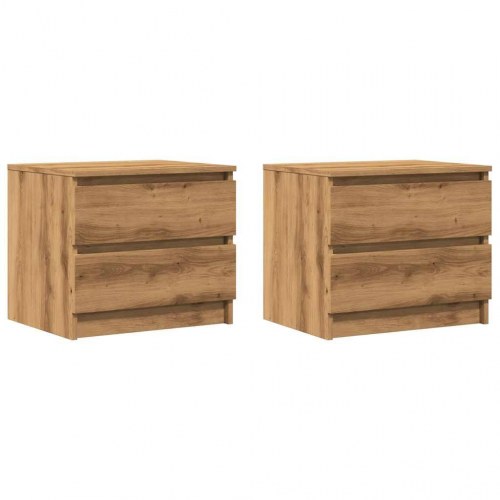 Sengeborde 2 stk. - 50×40×43,5 cm i kunsteg med skuffer