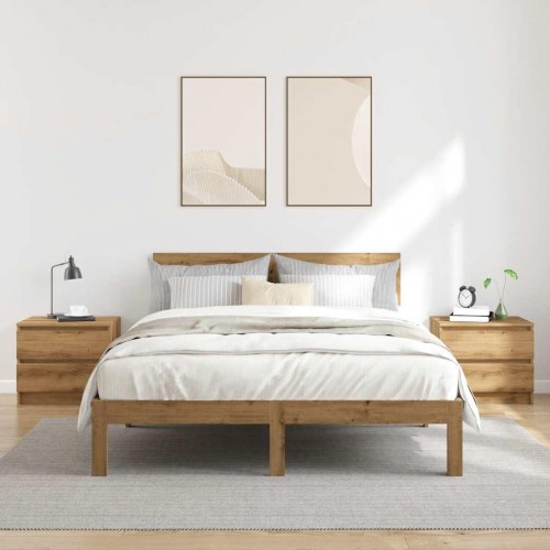 Sengeborde 2 stk. - 50×40×43,5 cm i kunsteg med skuffer