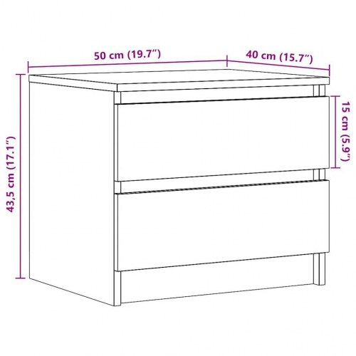 Sengeborde 2 stk. - 50×40×43,5 cm i kunsteg med skuffer