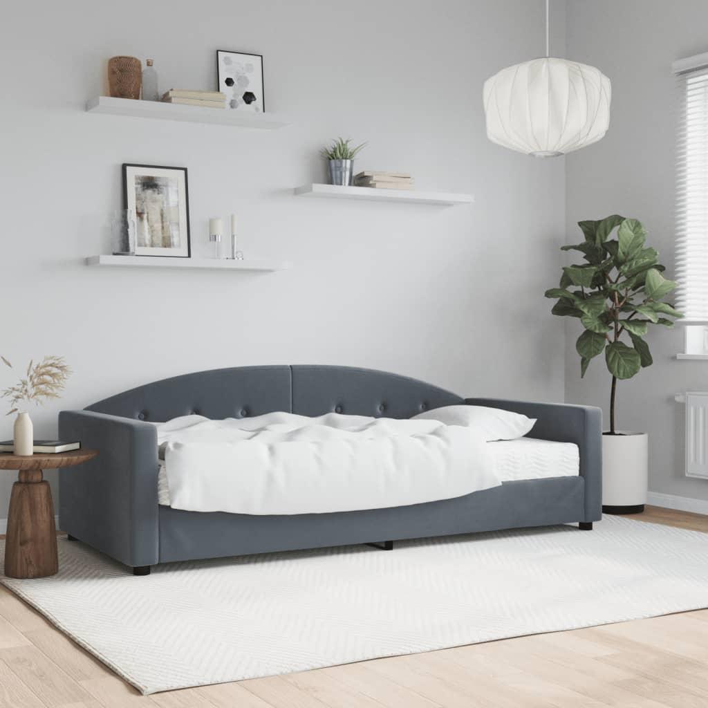 Daybed Velour Mørkegrå - med madras / 90 x 200 cm