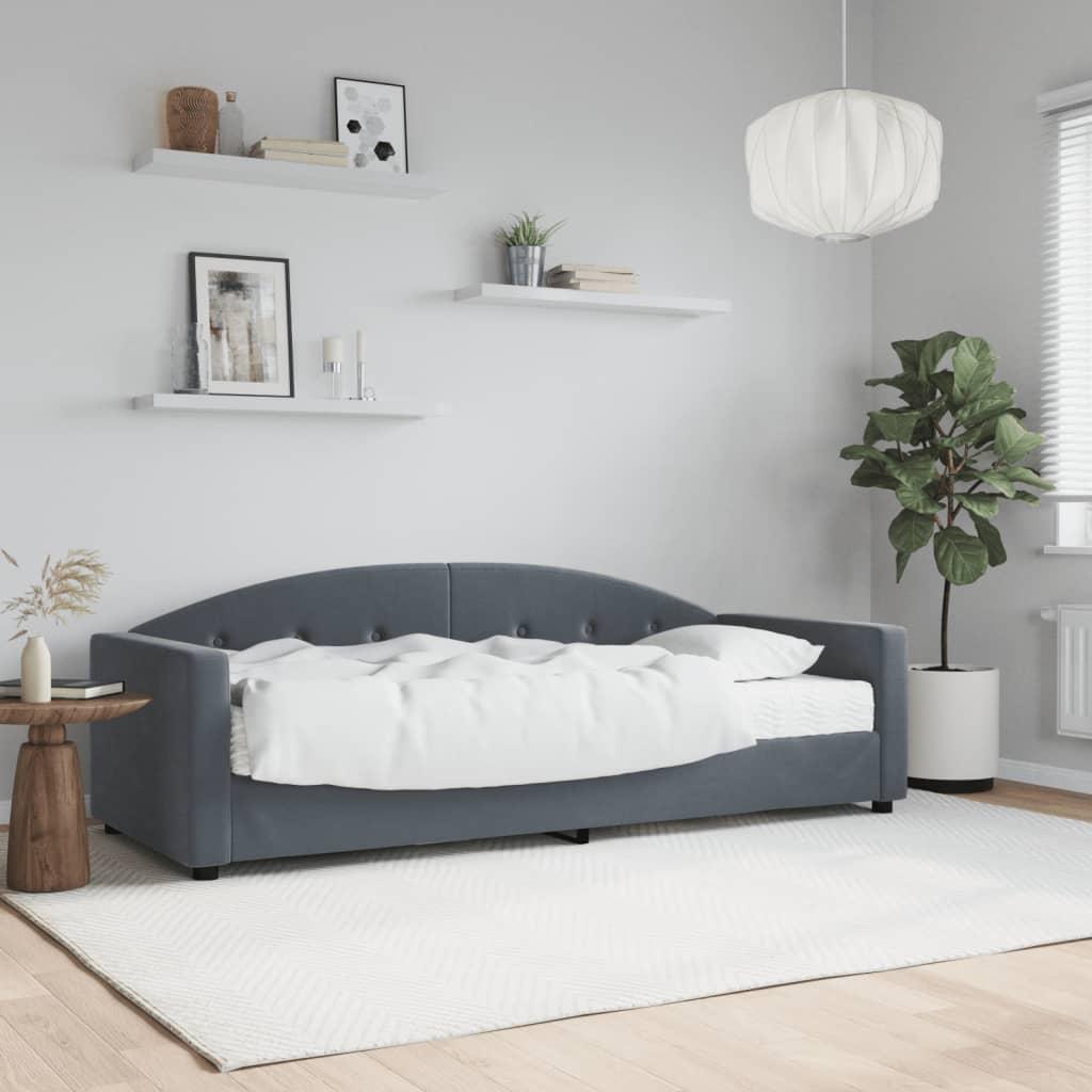 daybed med madras 80x200 cm velour mørkegrå