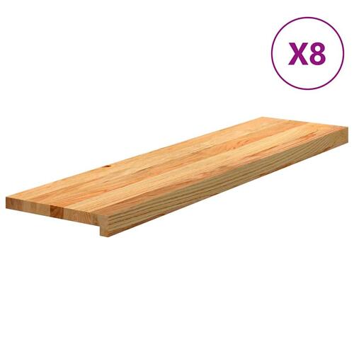Trappemåtter 8 stk lysebrun 100x25x2 cm massivt egetræ
