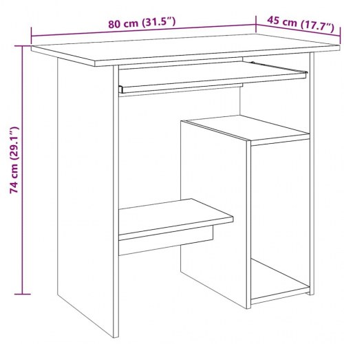 Skrivebord 80 × 45 × 74 cm i konstrueret træ - kunsteg