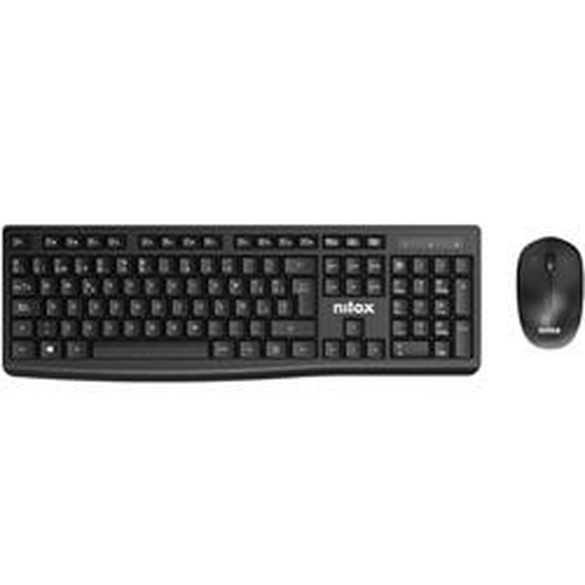 Tastatur Og Mus Nilox Nxkmwe012 Sort Spansk Qwerty