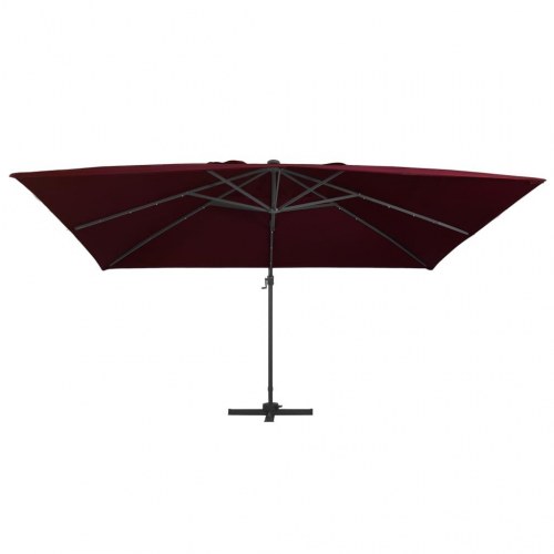 Hængeparasol m. LED-lys 400x300 cm bordeauxrød