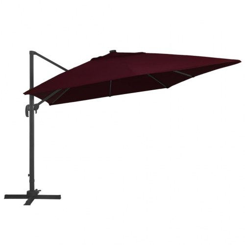 Hængeparasol m. LED-lys 400x300 cm bordeauxrød