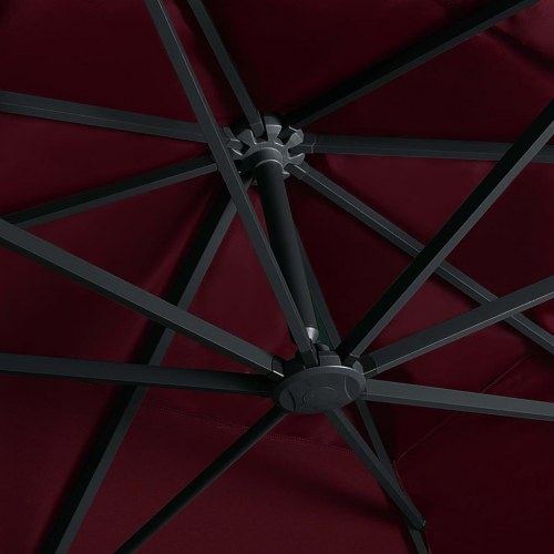 Hængeparasol m. LED-lys 400x300 cm bordeauxrød