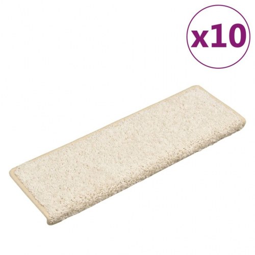Trappemåtter - 10 stk. 65 × 21 × 4 cm, hvid, rektangulær kant