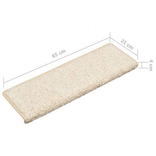 Trappemåtter - 10 stk. 65 × 21 × 4 cm, hvid, rektangulær kant