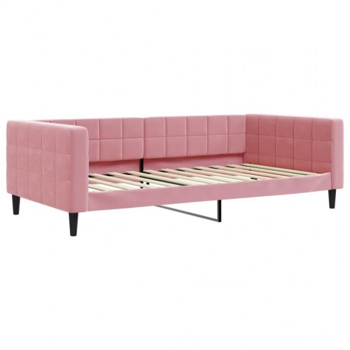 Daybed i velour 100 × 200 cm - lyserød sovesofa