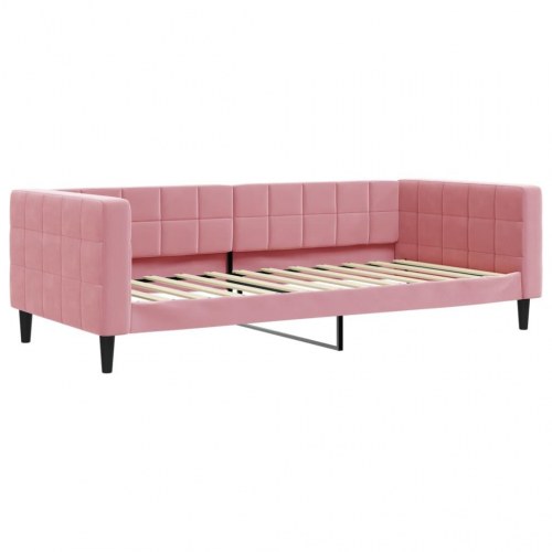 Daybed 90×200 cm i velour - lyserød sovesofa/gæsteseng