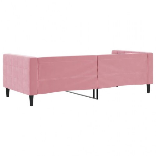 Daybed 90×200 cm i velour - lyserød sovesofa/gæsteseng